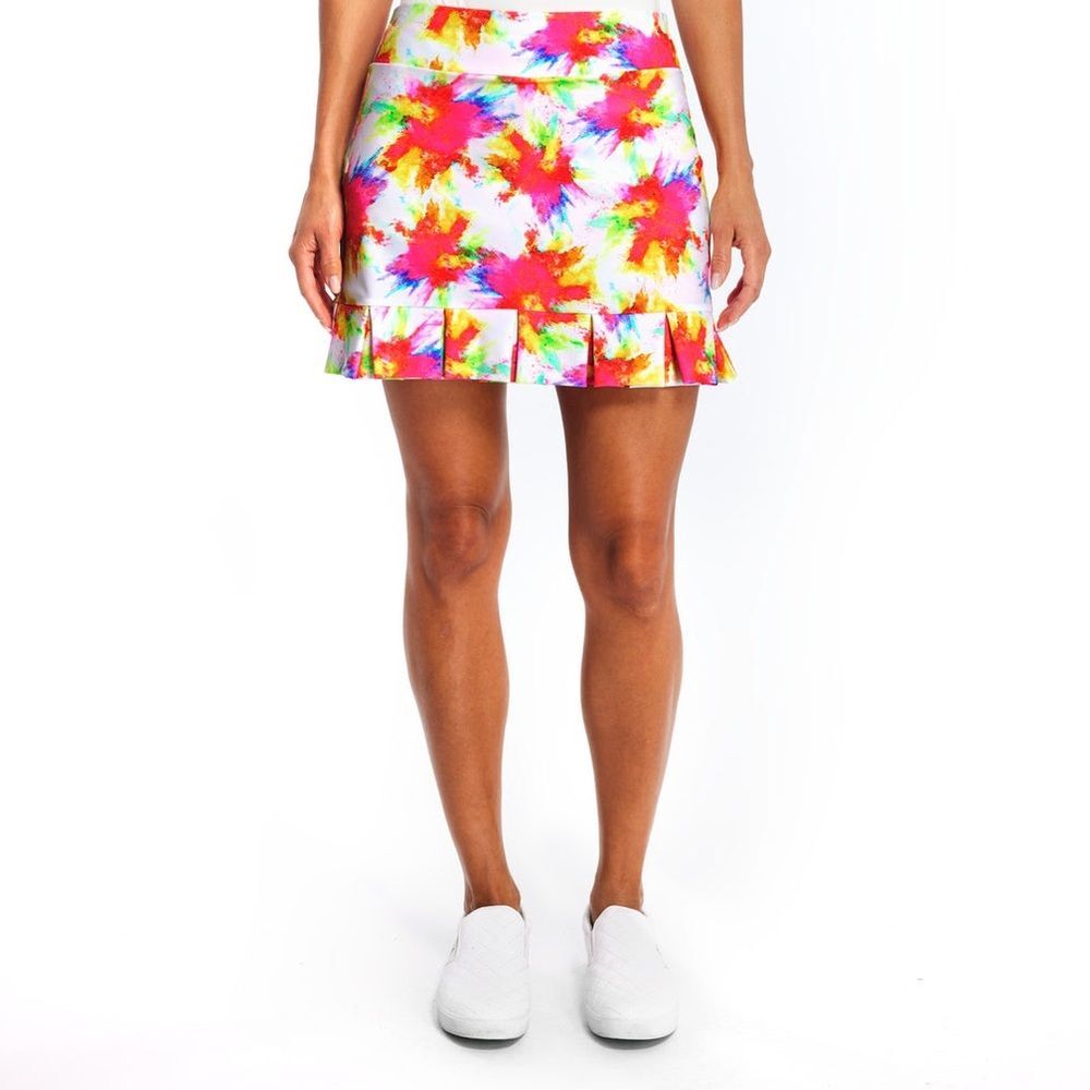 Tzu Tzu Samba Neon Splash Athletic Athleisure Preppy Pleated Sport Golf Skort M - Picture 3 of 11